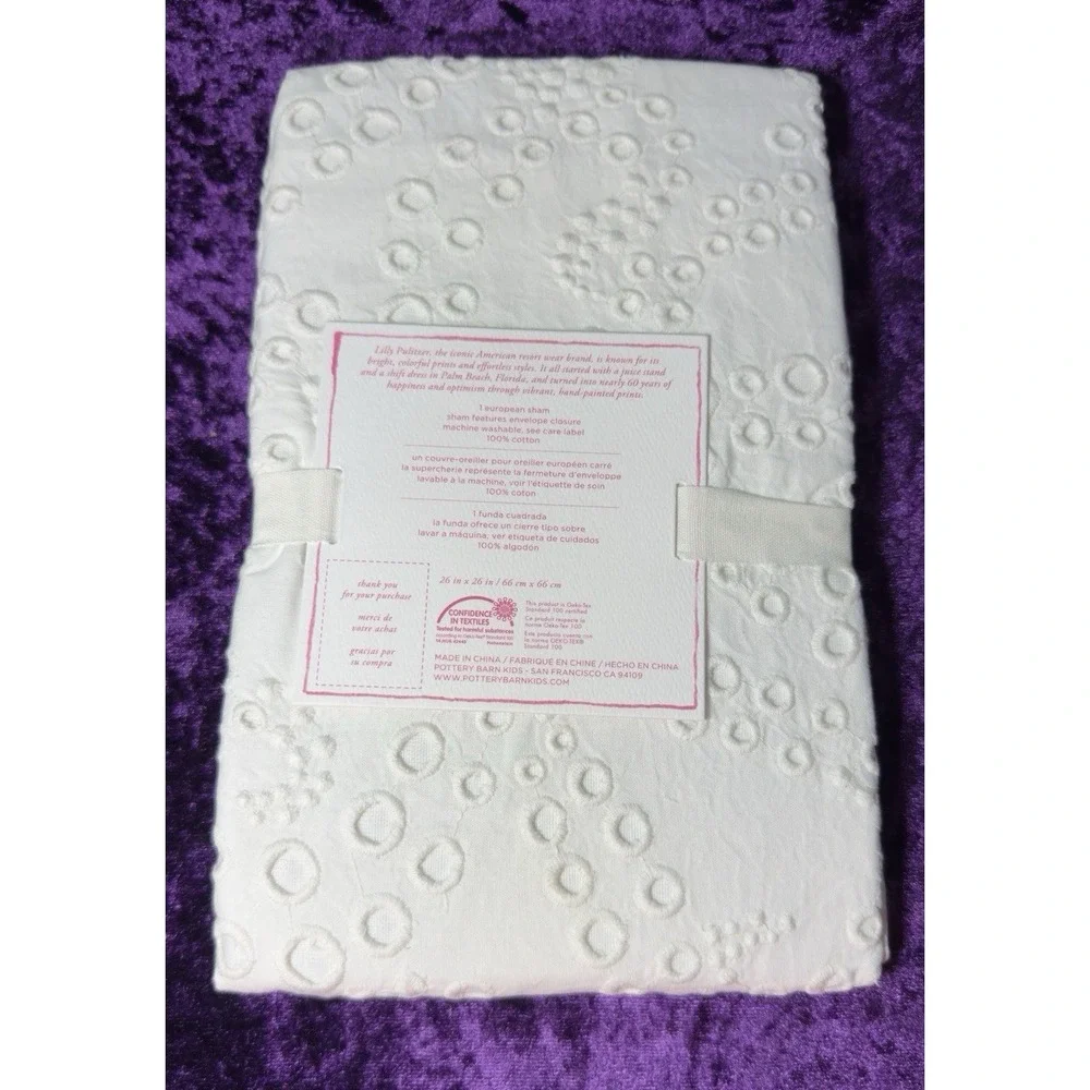 Pottery Barn Lilly Pulitzer Ocean Eyelet EURO Sham White